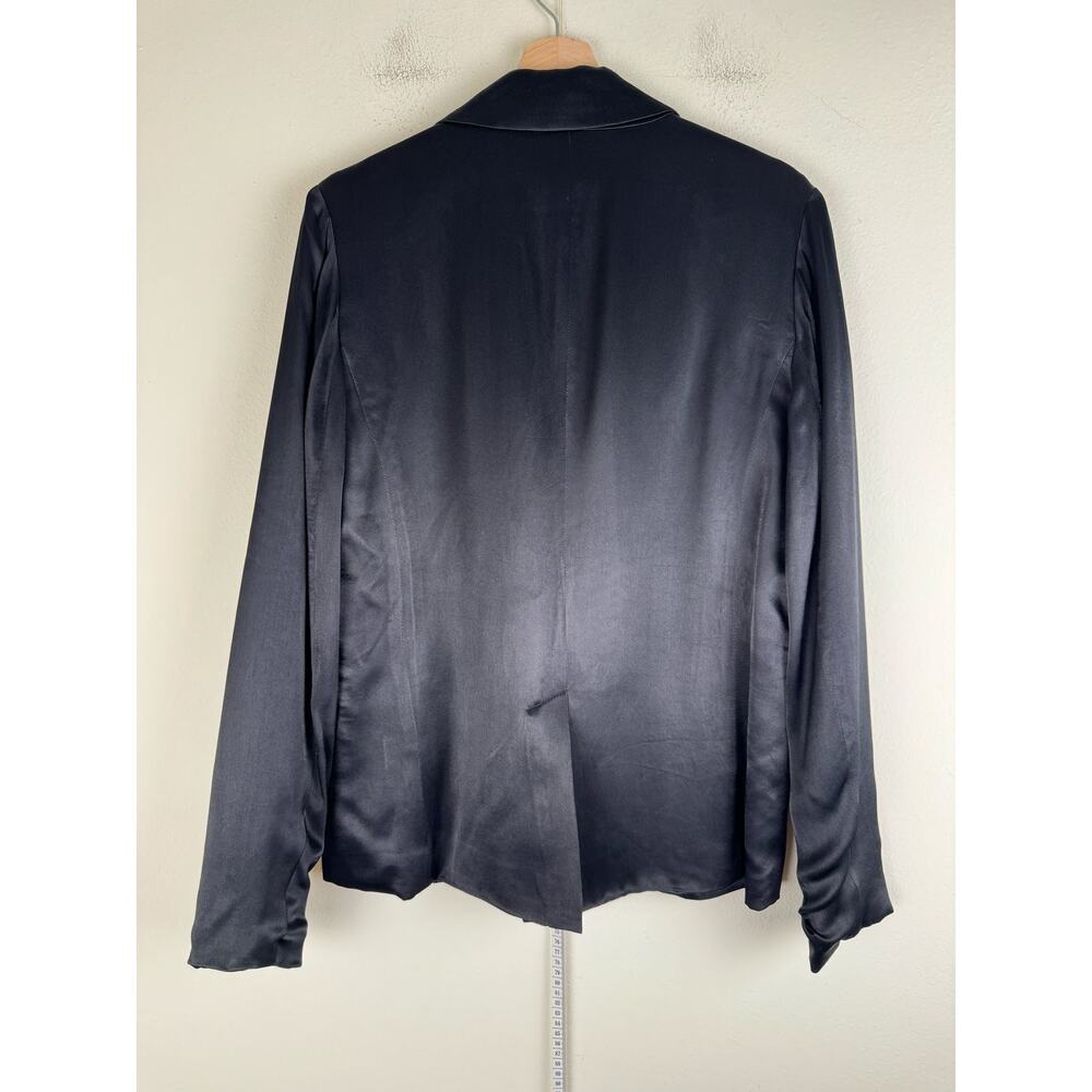 Michael Stars Black Satin Single Breasted Blazer Large - Picture 8 of 12